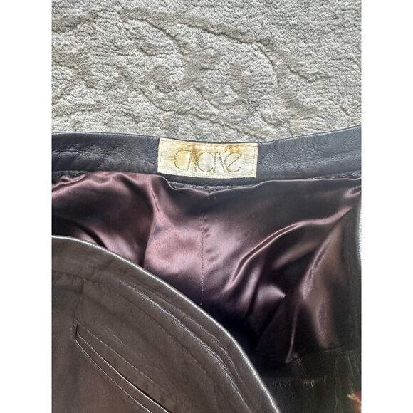 Cache Women’s 100% Lamb Leather Pants Chocolate Brown Straight Leg Size M (6/8) - Picture 7 of 7